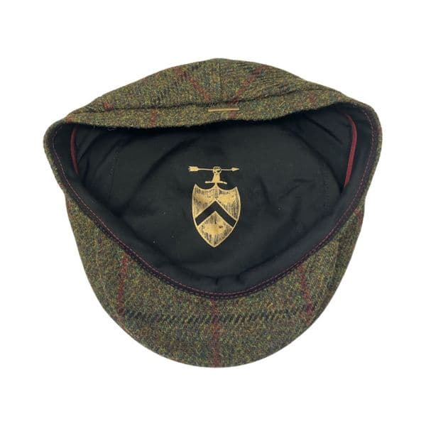 Green Check Herringbone Harris Tweed Flat Cap
