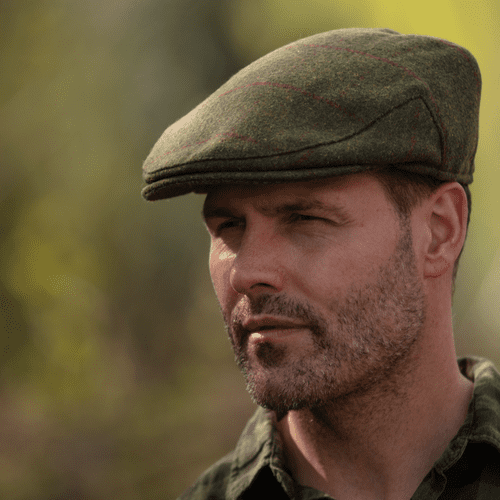 Green Check Tweed Wool Flat Cap