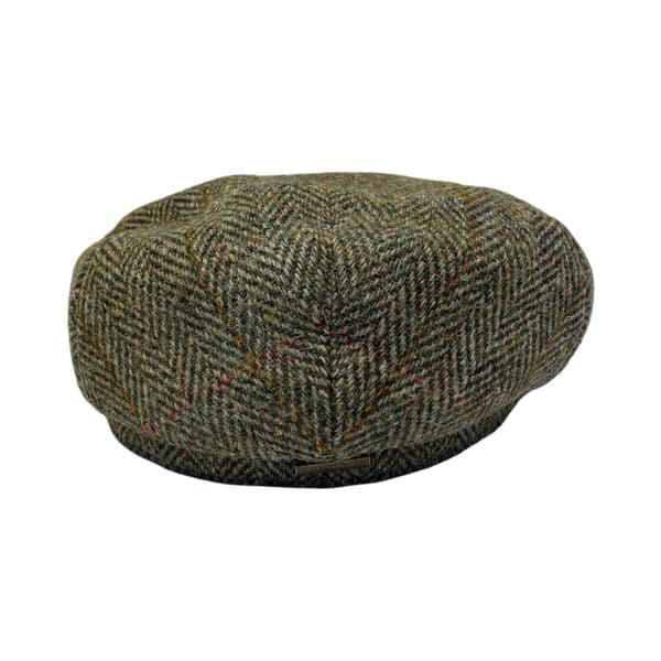 Green Herringbone Harris Tweed Flat Cap