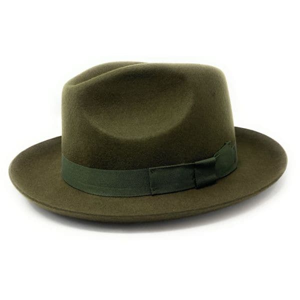 Green Snap Brim Classic Racing Lined Trilby Hat - Cheltenham