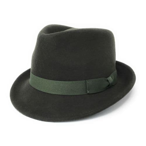 Green Trilby Hat: Handmade Wool Felt Crushable - Camden