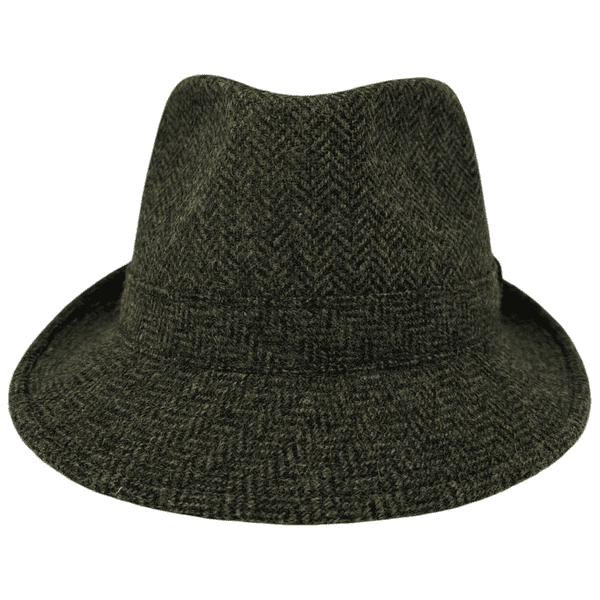 Green Wool  Herringbone Tweed Trilby Hat - Winstone