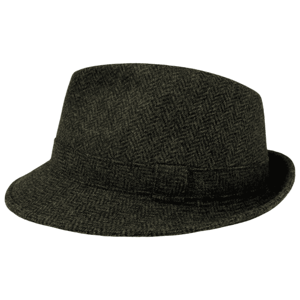 Green Wool  Herringbone Tweed Trilby Hat - Winstone
