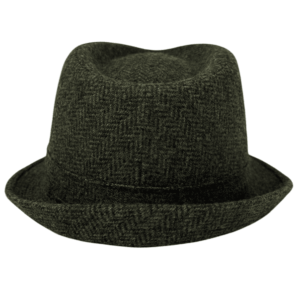 Green Wool  Herringbone Tweed Trilby Hat - Winstone