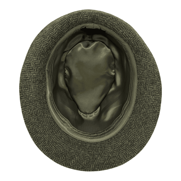 Green Wool  Herringbone Tweed Trilby Hat - Winstone