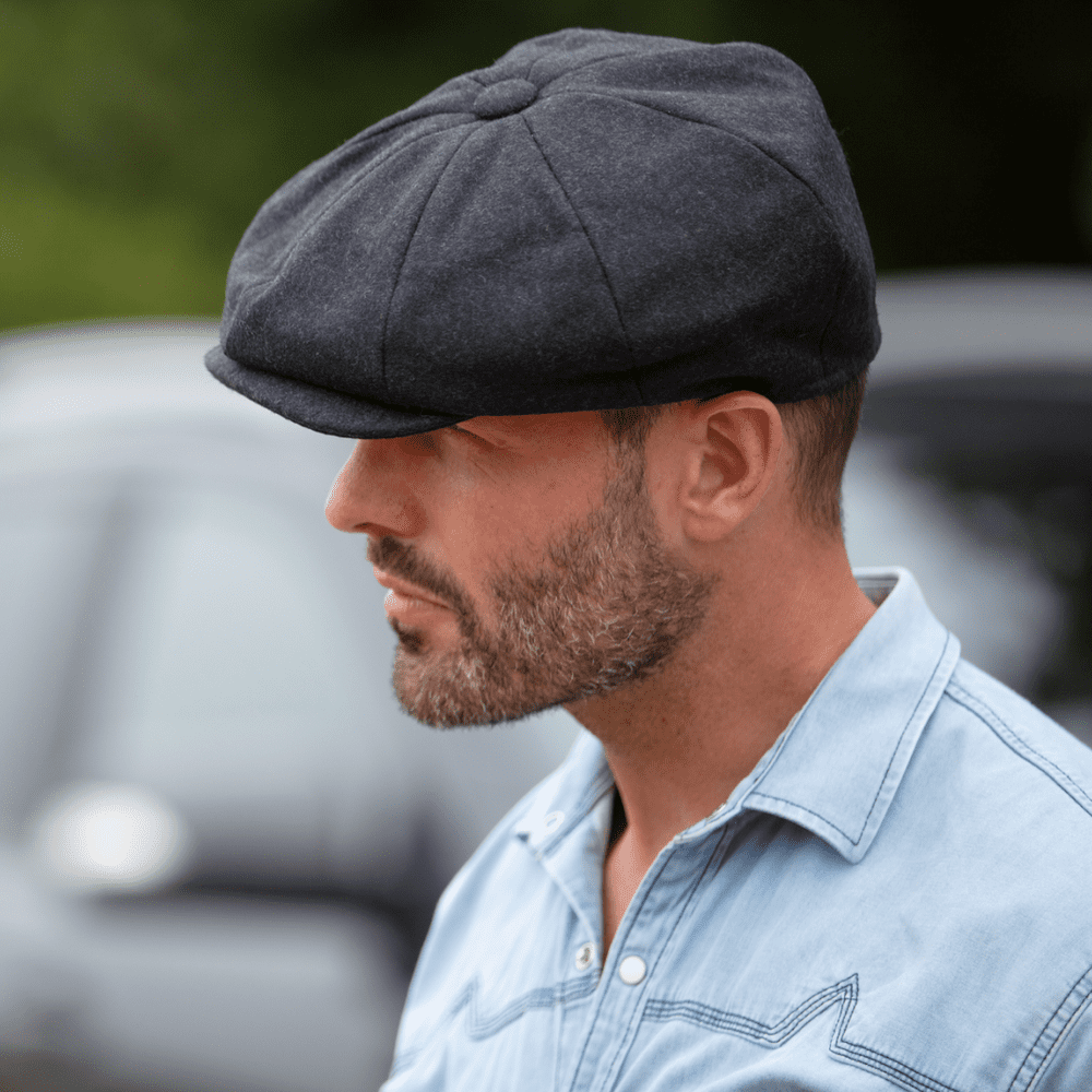 Grey Bakerboy Newsboy Cap Gatsby Melton Wool Lined Peaky