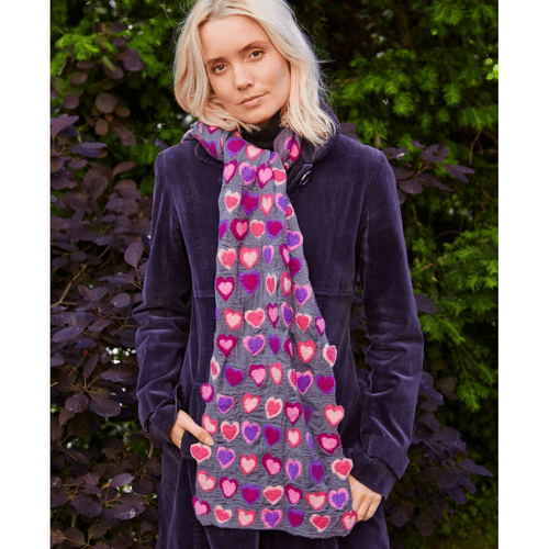 Grey Pink Purple Montmartre Merino Wool Scarf