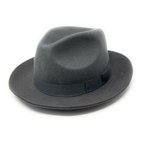 Grey Snap Brim Classic Racing Lined Trilby Hat - Cheltenham