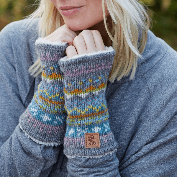 Grey Soft Pastel Fair Isle Wool Handwarmers - Braemar