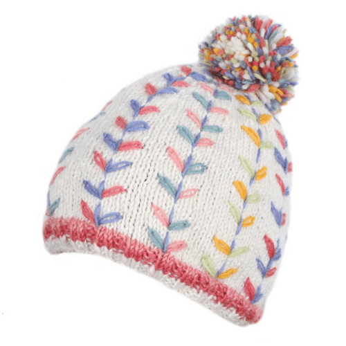 Hand Knitted 100% Wool Bobble Hat - Kylemore Cream
