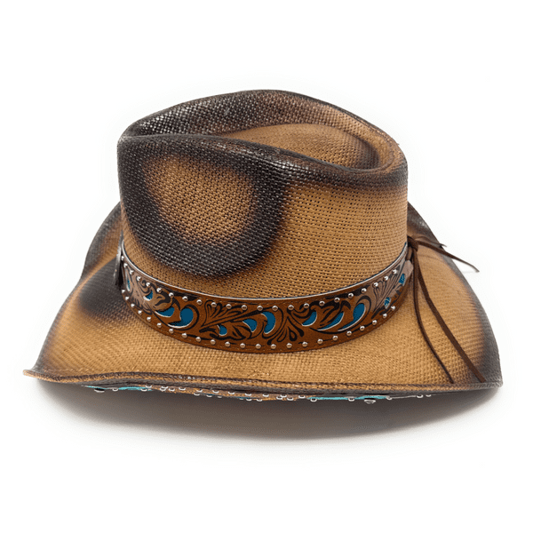 Hard Straw Brown Summer Cowboy hat - Prairie Jewel