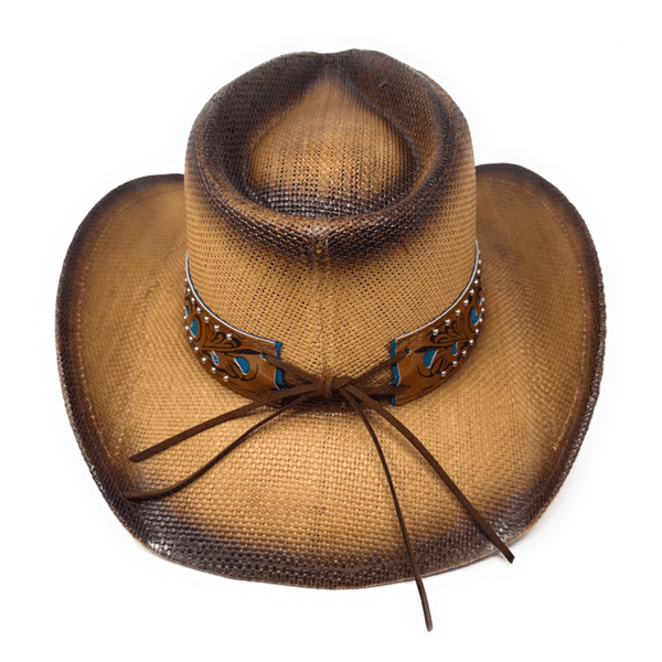 Hard Straw Brown Summer Cowboy hat - Prairie Jewel
