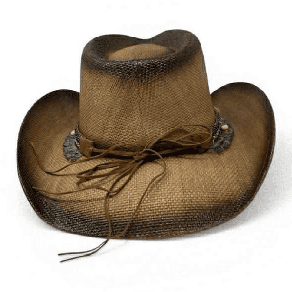 Hard Straw Brown Summer Cowboy Hat - Rainbow Spirit
