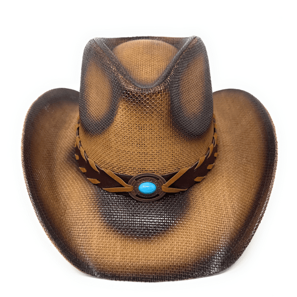 Hard Straw Brown Summer Cowboy hat - Turquoise Trail