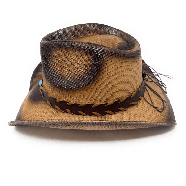 Hard Straw Brown Summer Cowboy hat - Turquoise Trail
