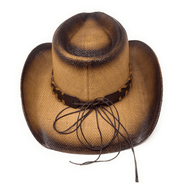 Hard Straw Brown Summer Cowboy hat - Turquoise Trail