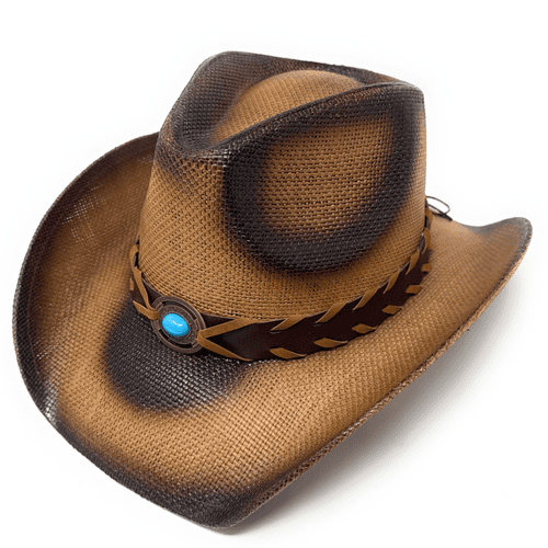 Hard Straw Brown Summer Cowboy hat - Turquoise Trail