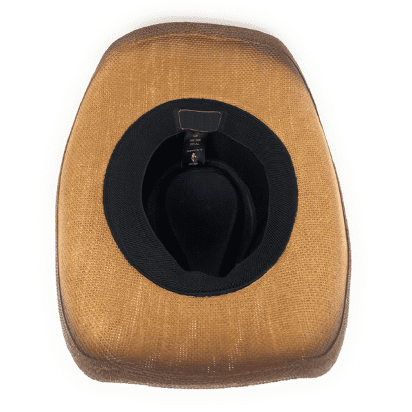 Hard Straw Brown Turquoise Stone Summer Cowboy Hat - Aztec Stone