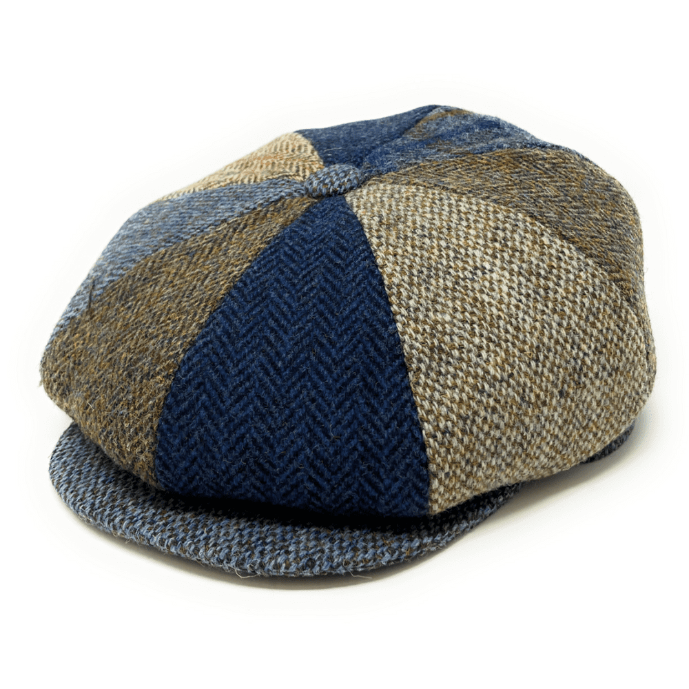 Harris Tweed Mixed Patchwork 8 piece Bakerboy Newsboy Cap