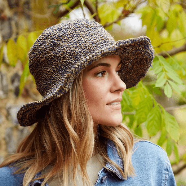 Hemp and Cotton Summer Bucket Hat - Denim