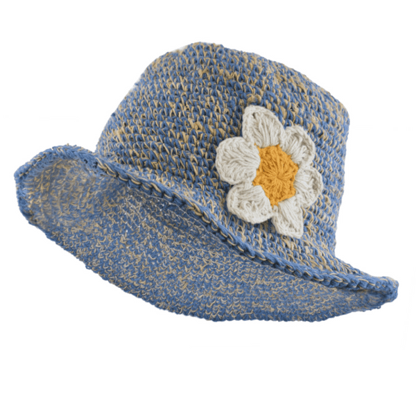 Hemp and Cotton Summer Bucket Hat - Denim Single Daisy