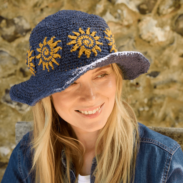 Hemp and Cotton Summer Bucket Hat - Sunshine Denim