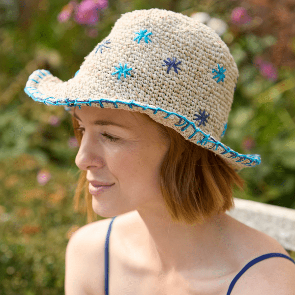 Hemp and Cotton Summer Bucket Hat -Wildflower Blue