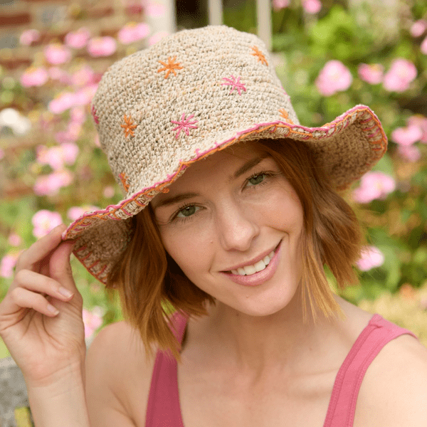 Hemp and Cotton Summer Bucket Hat -Wildflower Pink