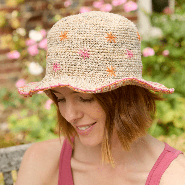 Hemp and Cotton Summer Bucket Hat -Wildflower Pink