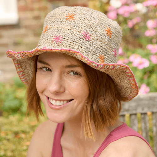 Hemp and Cotton Summer Bucket Hat -Wildflower Pink