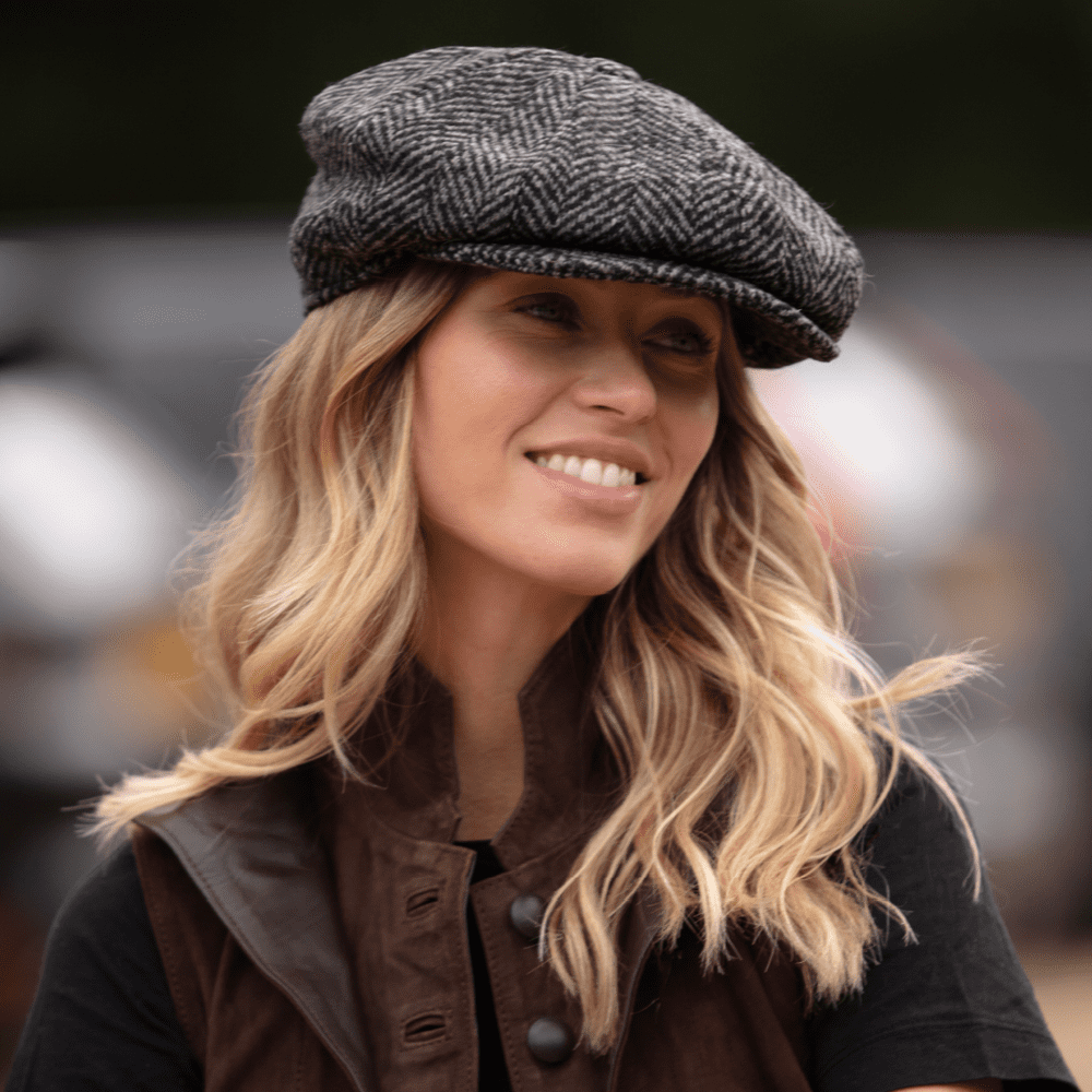 Herringbone top trapper hat