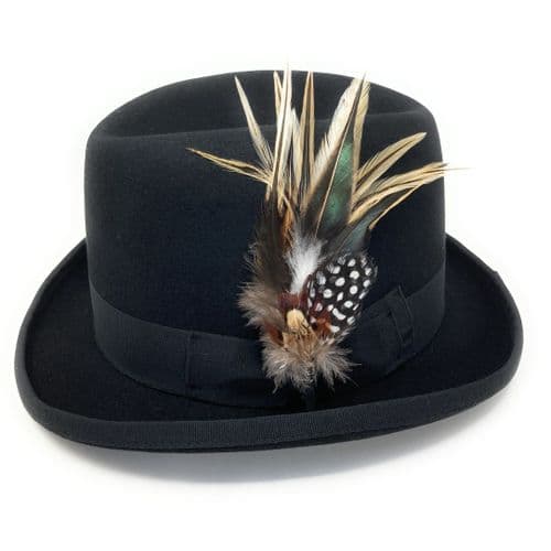 Homburg Hat with Country Feather Brooch