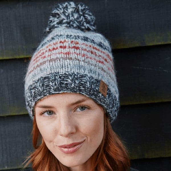 Langtang Bobble Beanie Hat - Fully Lined - Earth