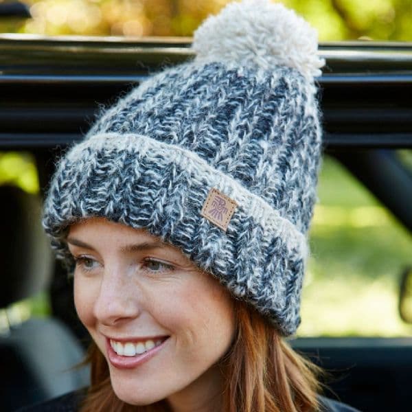 Lhasa charcoal bobble beanie