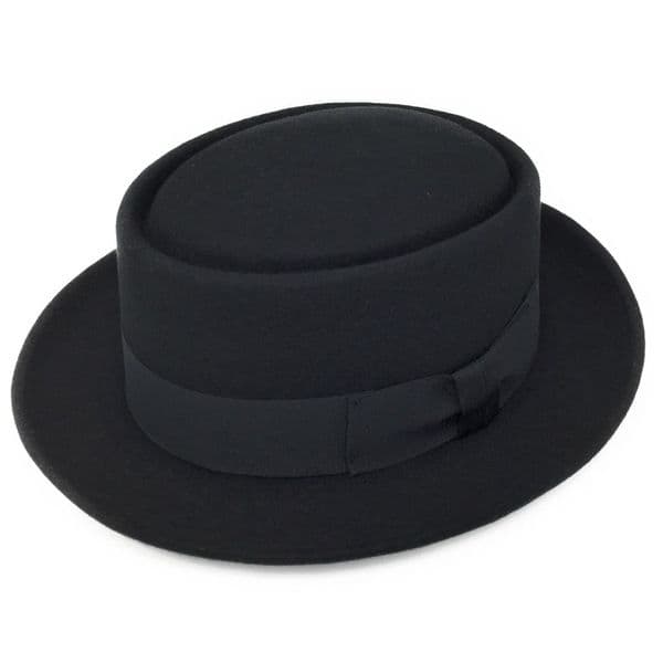 Lined Pork Pie Hat -  Premium Wool, Fabric Protected