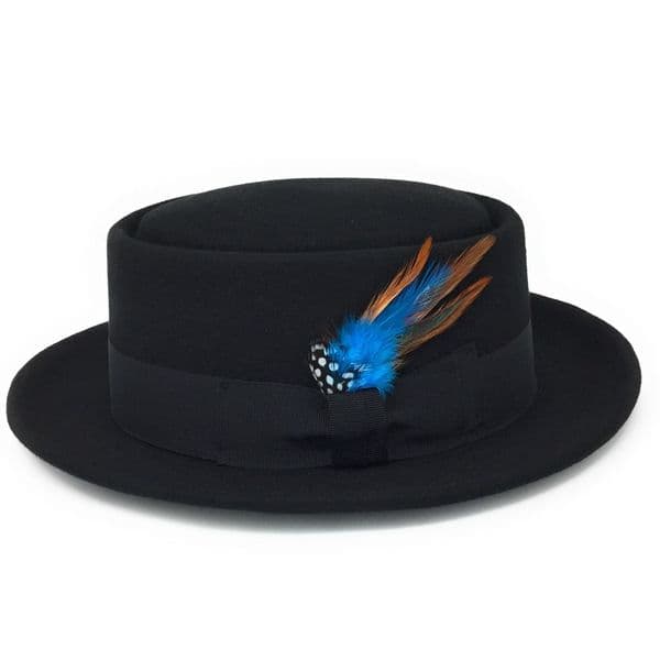 Lined Pork Pie Hat -  Premium Wool, Fabric Protected