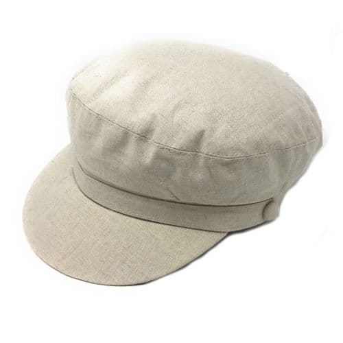 Linen Barge Fisherman Cap - fully lined - Cream