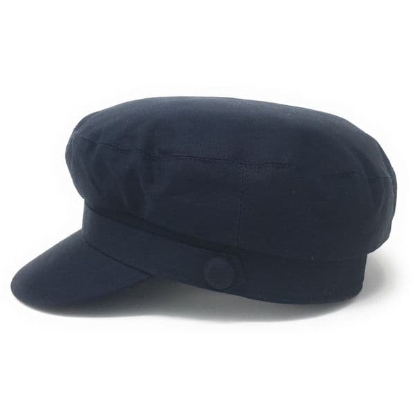 Linen Breton Barge Fisherman Cap - fully lined - Navy Blue