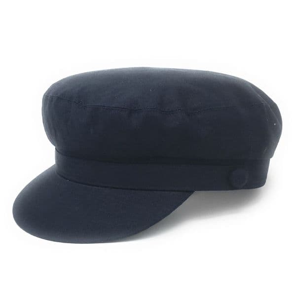 Linen Breton Barge Fisherman Cap - fully lined - Navy Blue