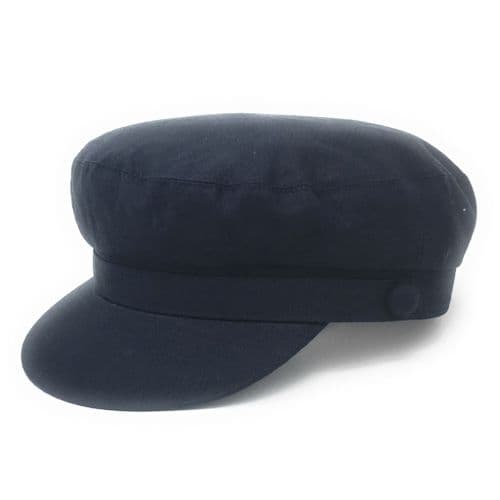 Linen Breton Barge Fisherman Cap - fully lined - Navy Blue