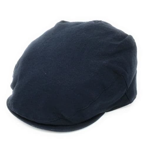 Linen Flat Cap - Fully Lined - Navy Blue