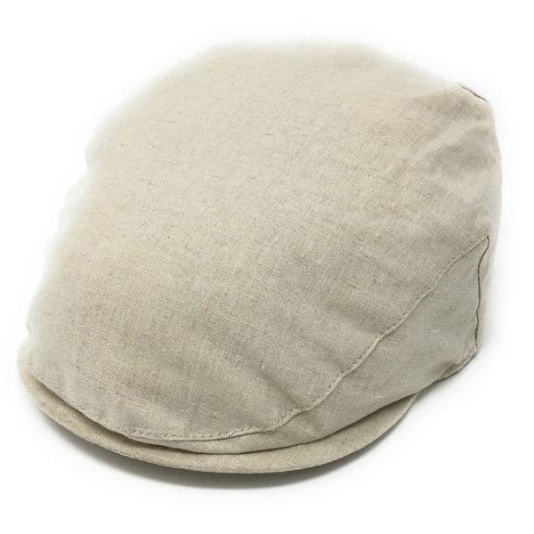 Linen Flat Cap - Fully Lined (Stone, Navy Blue or Khaki Green)