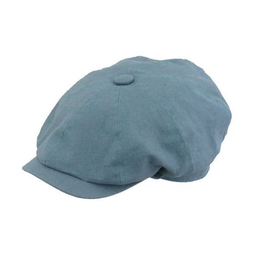 Linen Gatsby 8-piece Cap - Fully Lined - Marine Blue