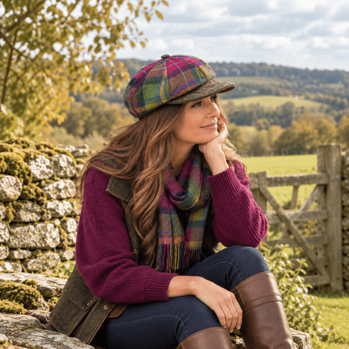 Multi Mixed Colour Tweed 8 piece Bakerboy/Newsboy Cap