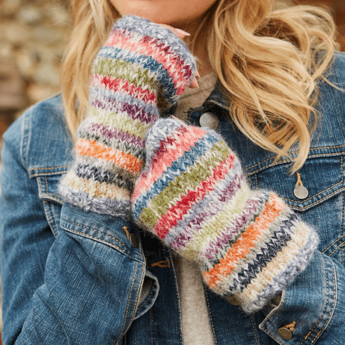 Multi Stripe Wool Fingerless Handwarmers - Coroico