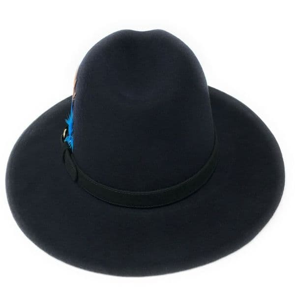Navy Blue Fedora Hat Showerproof Wool Ranger