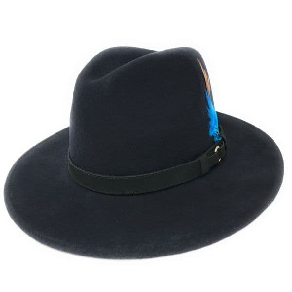 Navy Blue Fedora Hat Showerproof Wool Ranger