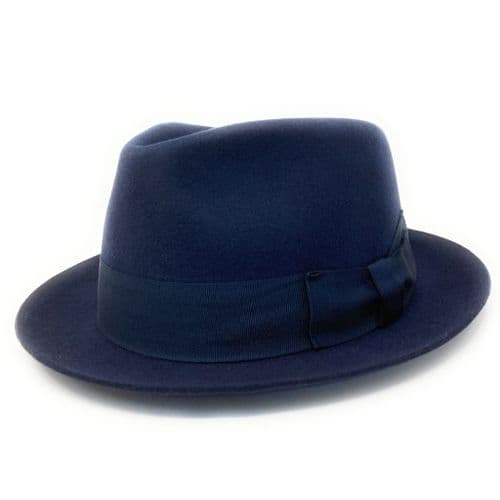 Navy Blue Snap Brim Lined Trilby Hat - Pennsylvania