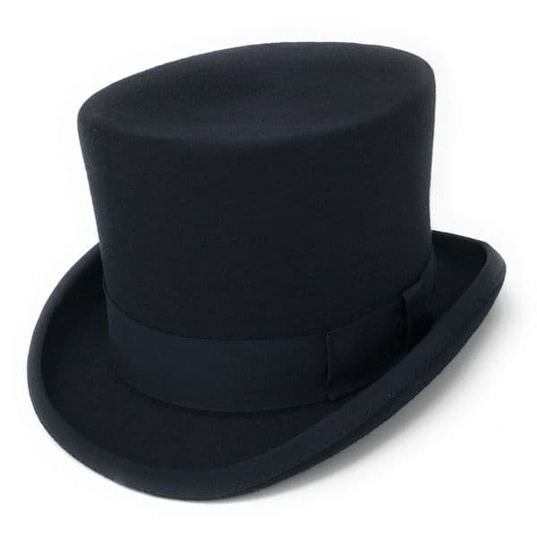 Navy Blue Traditional Top Hat Wool Felt