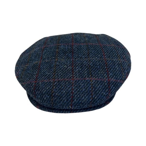 Navy  Herringbone Harris Tweed Flat Cap